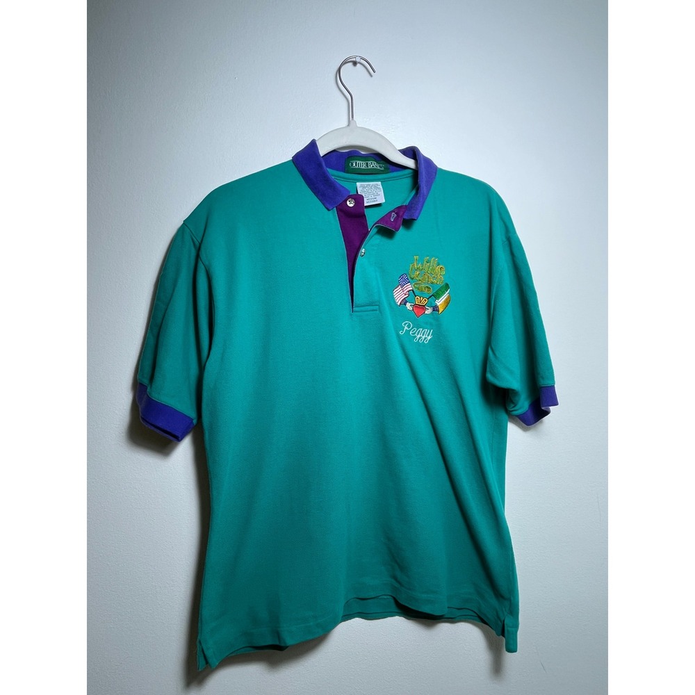 Vintage Outer Banks‎ Willie Lynch Band Polo Shirt Teal Purple Mens Cotton